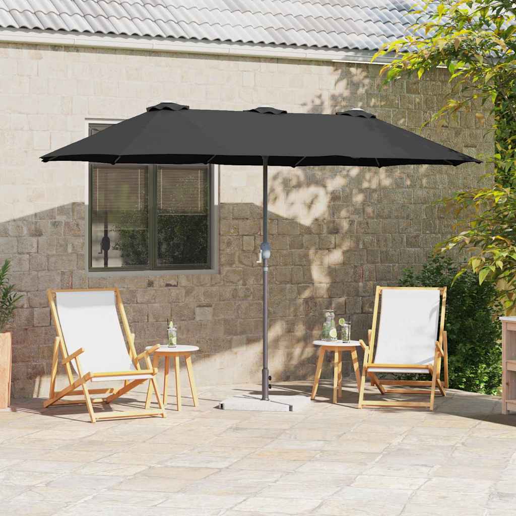Schwarzer Garten-Sonnenschirm 370x197 cm