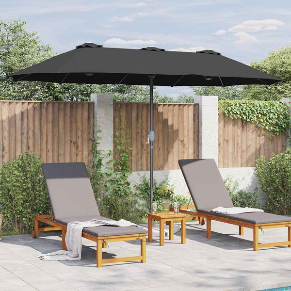 Schwarzer Garten-Sonnenschirm 370x197 cm