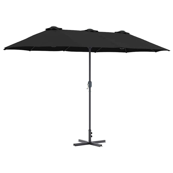 Schwarzer Garten-Sonnenschirm 370x197 cm