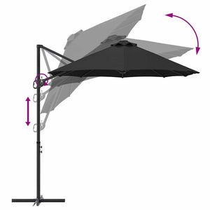 Schwarzer Sonnenschirm, 372 cm, UV-beständig