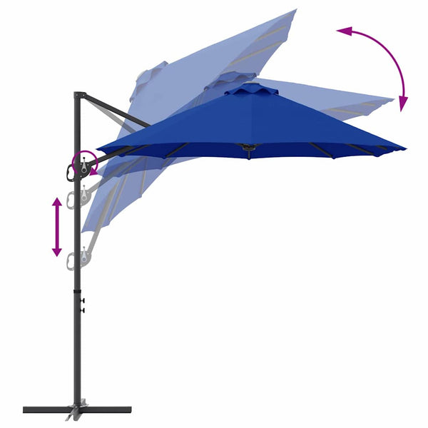 Azurblauer Sonnenschirm, 372 cm