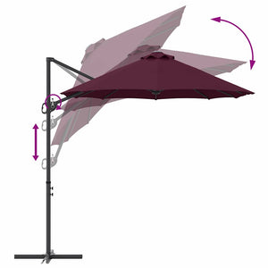 Bordeauxroter Sonnenschirm 372x198 cm
