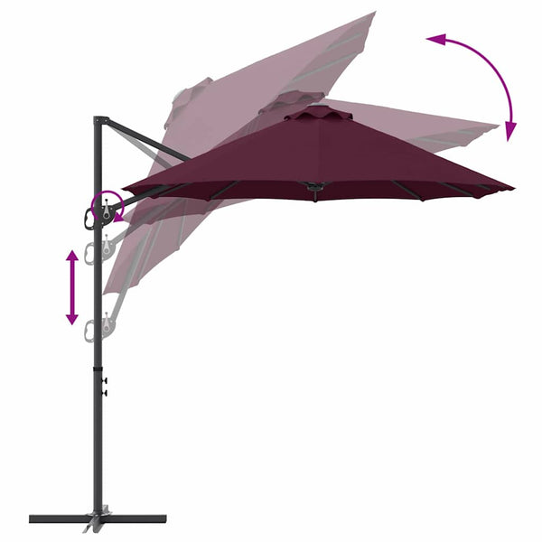 Bordeauxroter Sonnenschirm 372x198 cm
