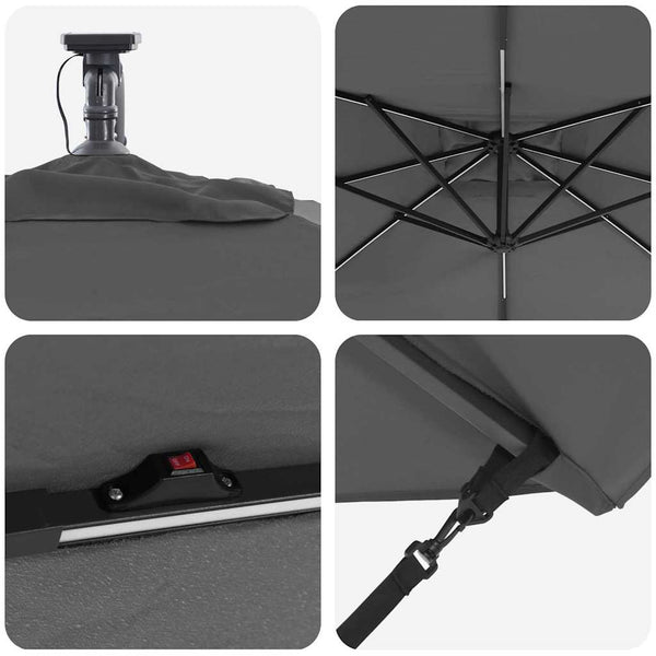 LED Sonnenschirm Anthrazit 249x249 cm