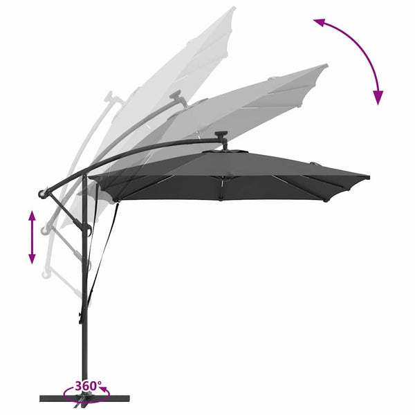 LED Sonnenschirm Anthrazit 249x249 cm