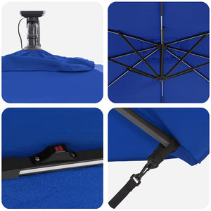 Azurblauer LED-Sonnenschirm 249x249 cm