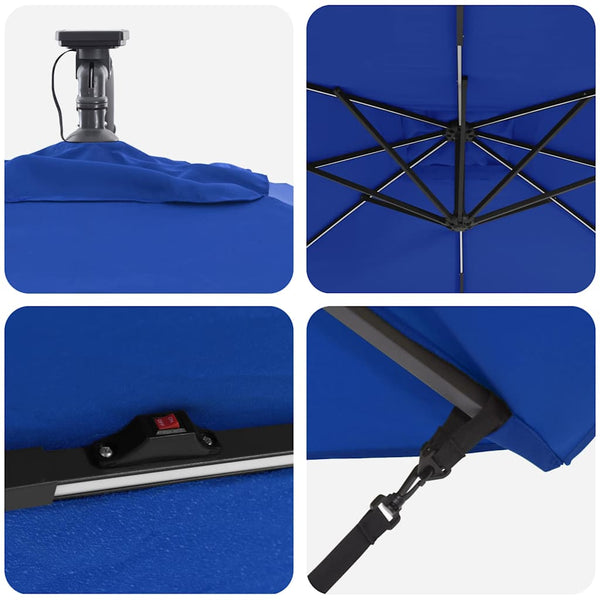 Azurblauer LED-Sonnenschirm 249x249 cm