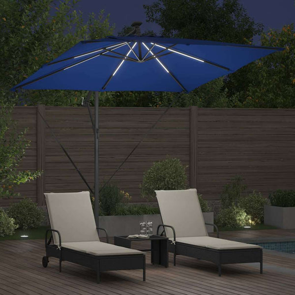 Azurblauer LED-Sonnenschirm 249x249 cm