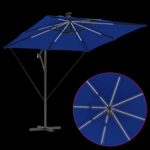 Azurblauer LED-Sonnenschirm 249x249 cm