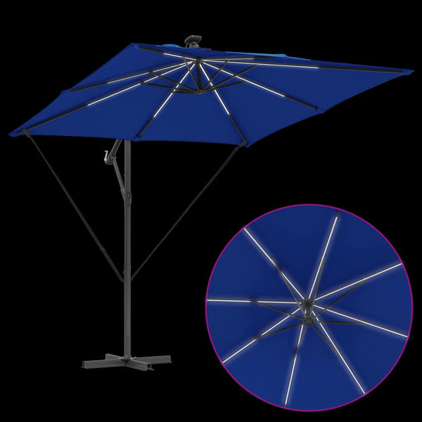 Azurblauer LED-Sonnenschirm 249x249 cm