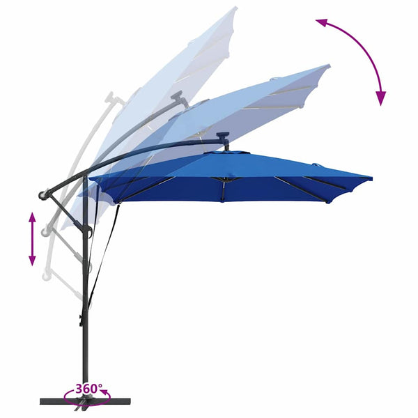 Azurblauer LED-Sonnenschirm 249x249 cm