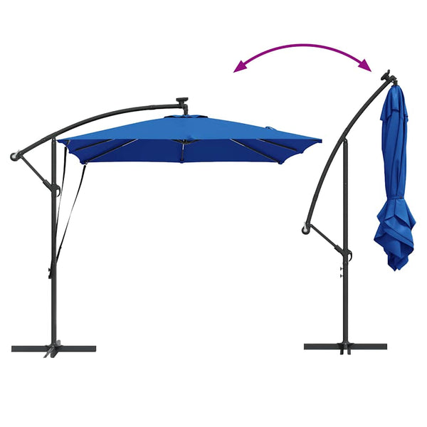 Azurblauer LED-Sonnenschirm 249x249 cm