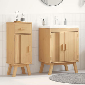 Badezimmermöbel Set Braun Kiefer Massivholz 2-teilig