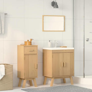 Badezimmermöbel Set Braun Kiefer Massivholz 2-teilig