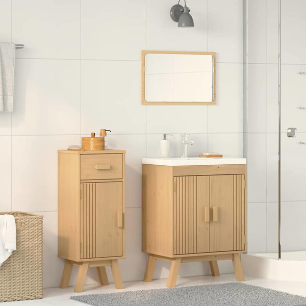 Badezimmermöbel Set Braun Kiefer Massivholz 2-teilig