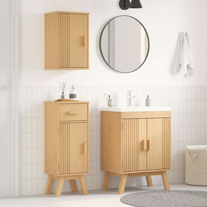 Badezimmermöbel Set Braun Kiefer Massivholz 3-teilig