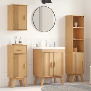 Badezimmermöbel Set Braun Kiefer Massivholz 4-teilig