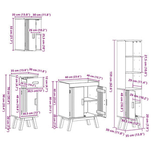 Badezimmermöbel Set Braun Kiefer Massivholz 4-teilig