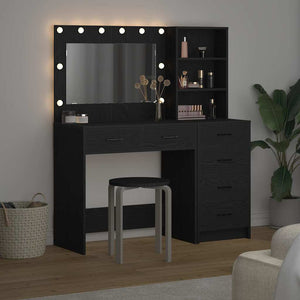 vidaXL Coiffeuse avec étagère Noir 78,5 x 41 x 135 cm Bois d'ingénierie
