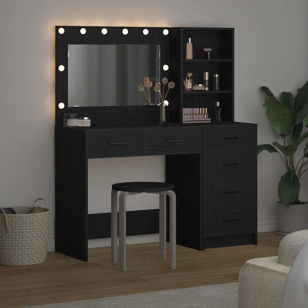 vidaXL Coiffeuse avec étagère Noir 78,5 x 41 x 135 cm Bois d'ingénierie