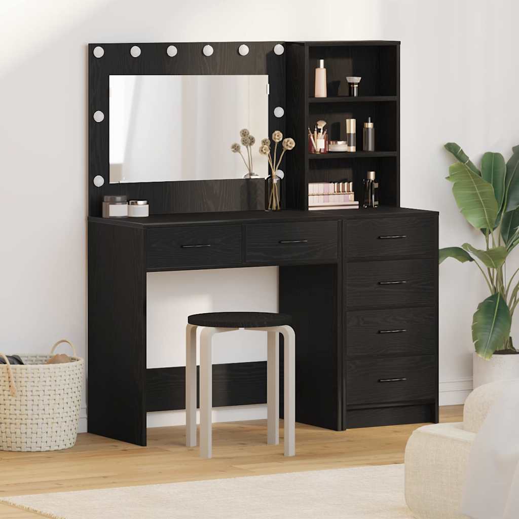 vidaXL Coiffeuse avec étagère Noir 78,5 x 41 x 135 cm Bois d'ingénierie