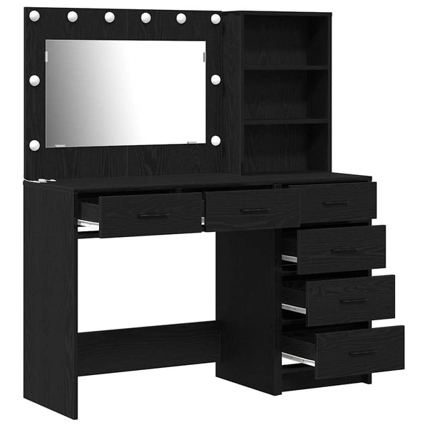 vidaXL Coiffeuse avec étagère Noir 78,5 x 41 x 135 cm Bois d'ingénierie