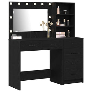 vidaXL Coiffeuse avec étagère Noir 78,5 x 41 x 135 cm Bois d'ingénierie