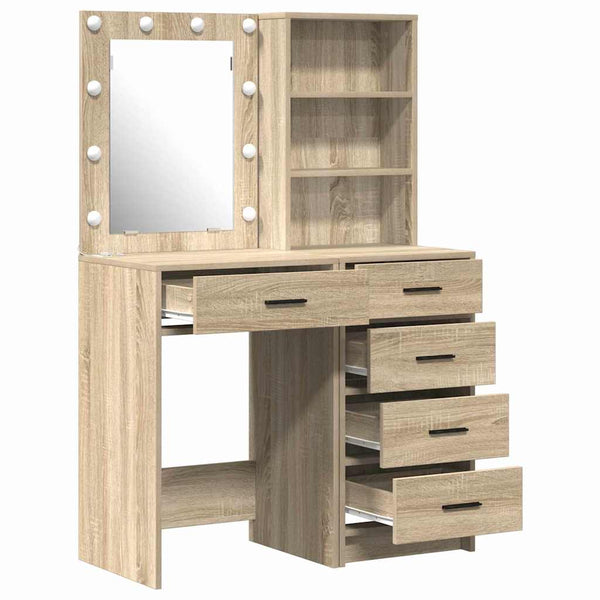 Schminktisch Braun mit LED-Lichtern