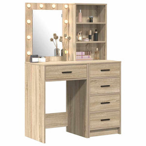 Schminktisch Braun mit LED-Lichtern