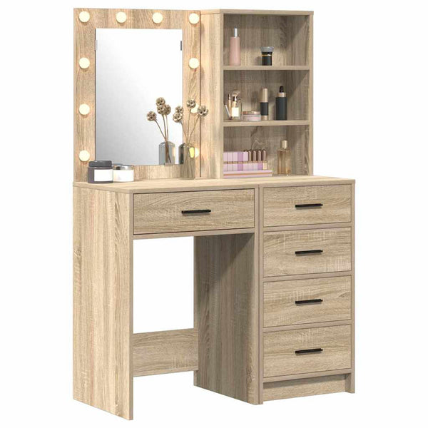 Schminktisch Braun mit LED-Lichtern