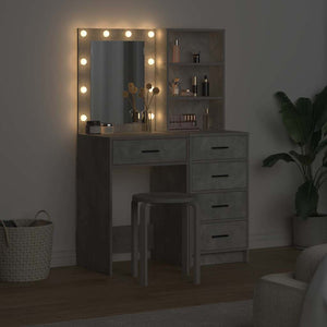 Grauer Schminktisch mit LED-Beleuchtung