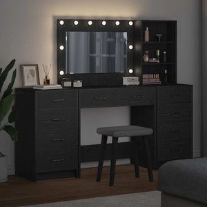 Schminktisch mit Regal Schwarz Eichen-Optik