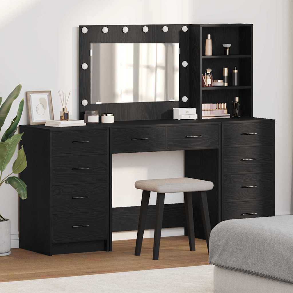 Schminktisch mit Regal Schwarz Eichen-Optik
