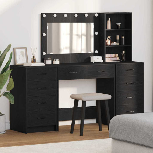 Schminktisch mit Regal Schwarz Eichen-Optik