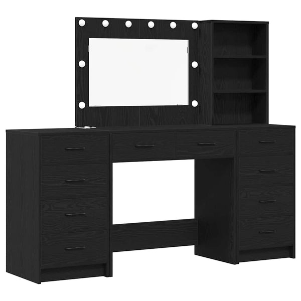 Schminktisch mit Regal Schwarz Eichen-Optik