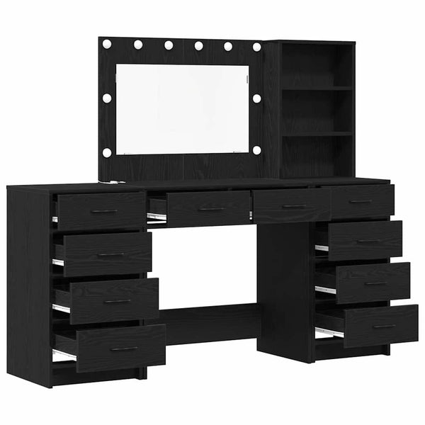 Schminktisch mit Regal Schwarz Eichen-Optik