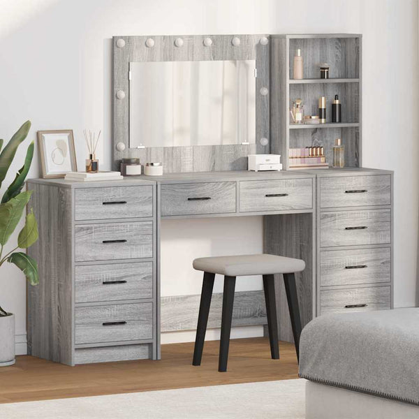 Schminktisch Grau Sonoma Holz mit Schubladen