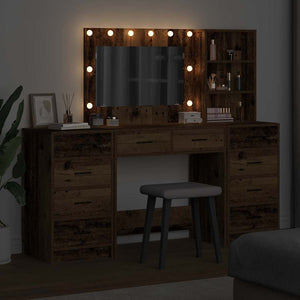 Schminktisch Braun mit Spiegel & LED