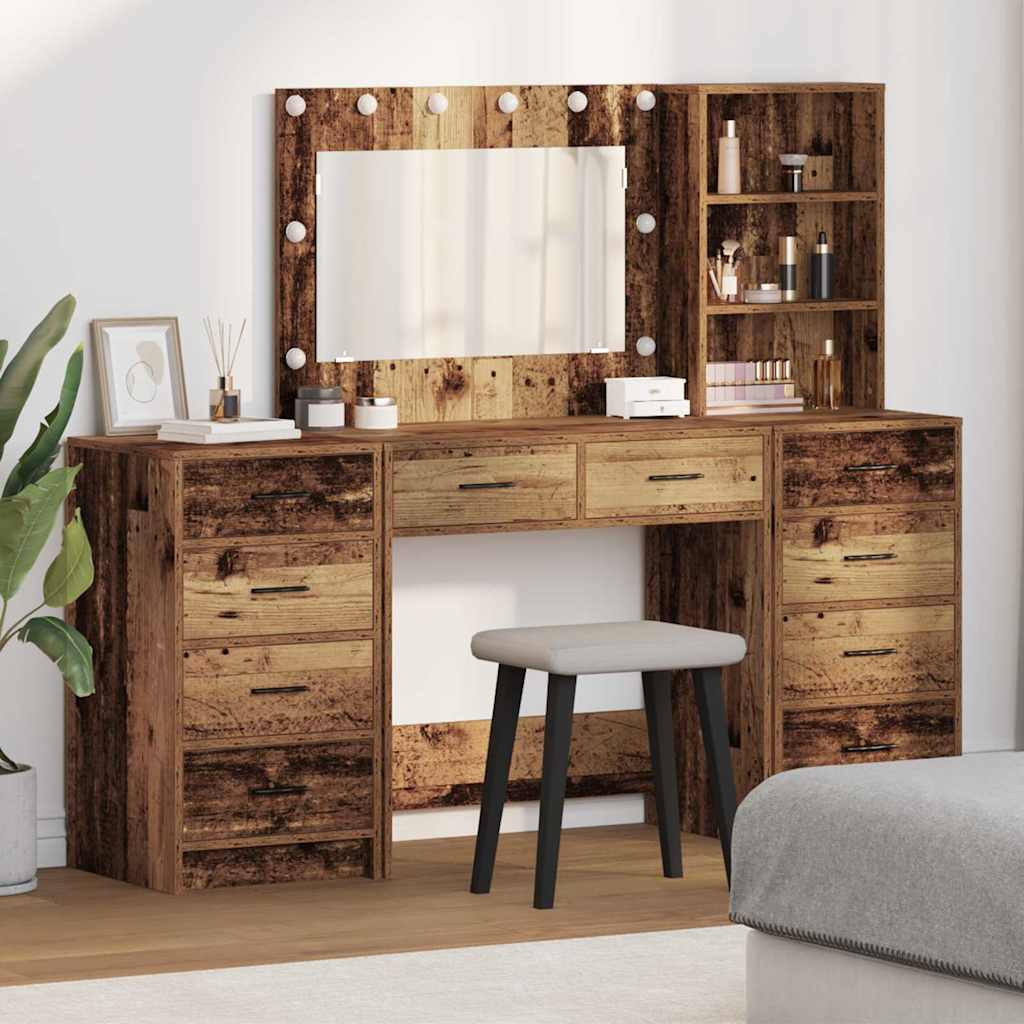 Schminktisch Braun mit Spiegel & LED