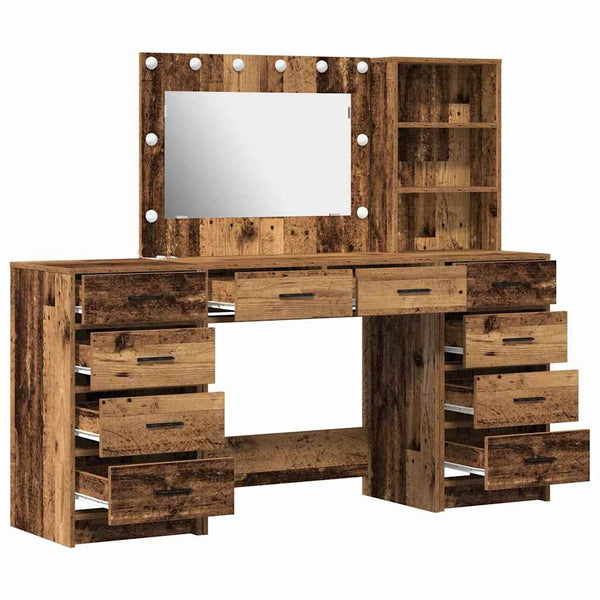 Schminktisch Braun mit Spiegel & LED