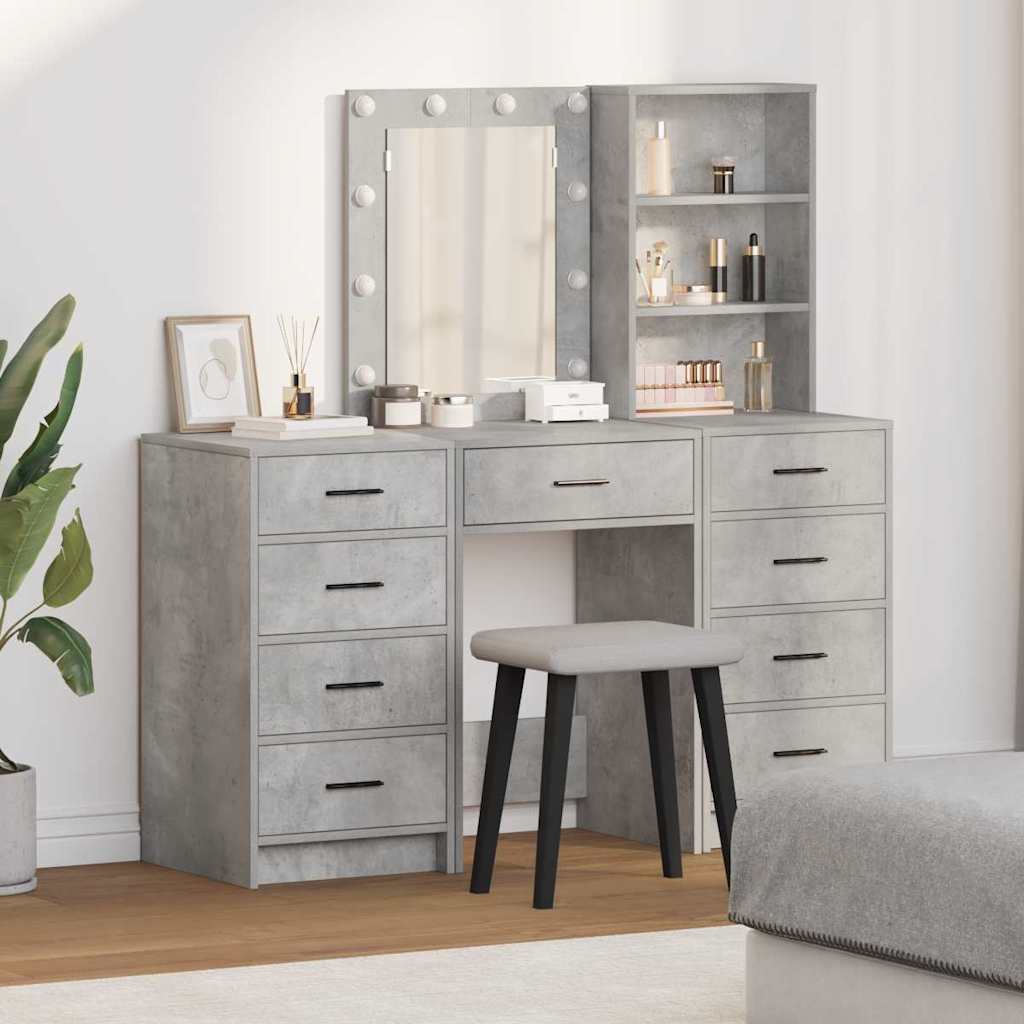 Schminktisch mit Spiegelbeleuchtung Grau