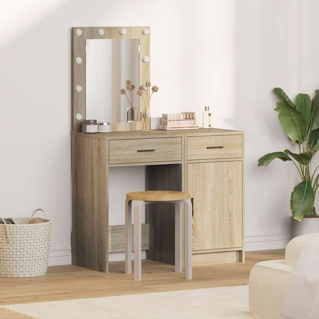 vidaXL Coiffeuse avec porte 2 pcs Marron 50 x 41 x 135 cm Bois d'ingénierie