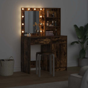 Schminktisch mit LED Geräucherte Eiche