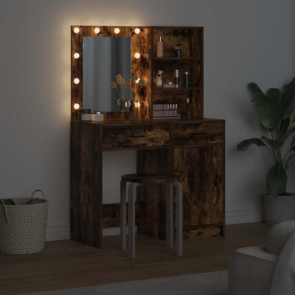 Schminktisch mit LED Geräucherte Eiche