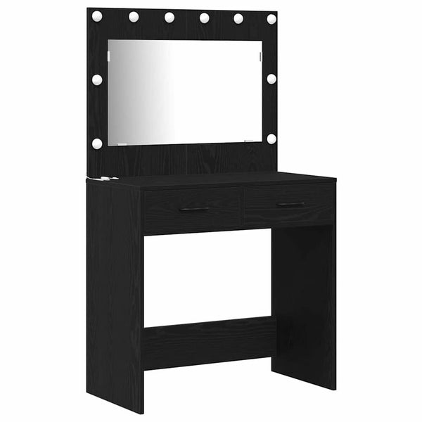 Schminktisch Set mit LED & Regal Schwarz Eiche