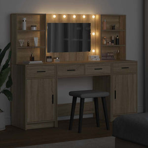 Schminktischset mit LED Sonoma-Eiche