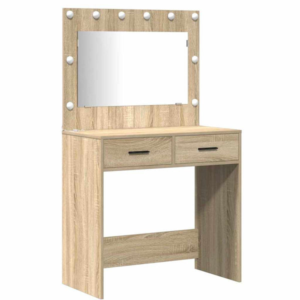 Schminktischset mit LED Sonoma-Eiche