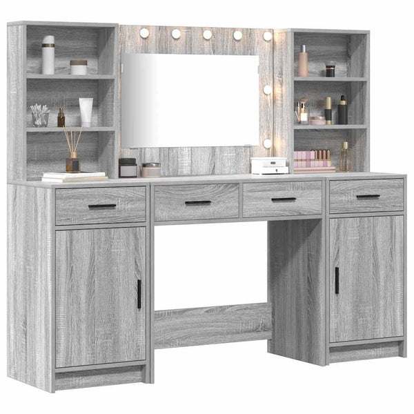 Schminktisch mit LED-Set Grau