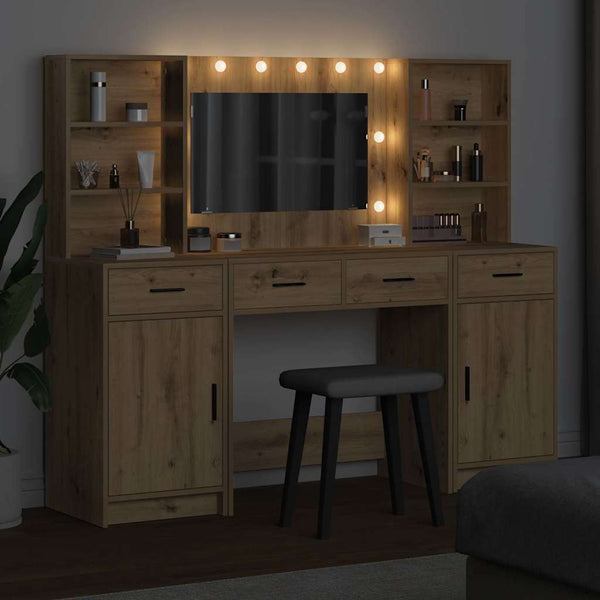 Schminktisch Set mit LED Artisan-Eiche