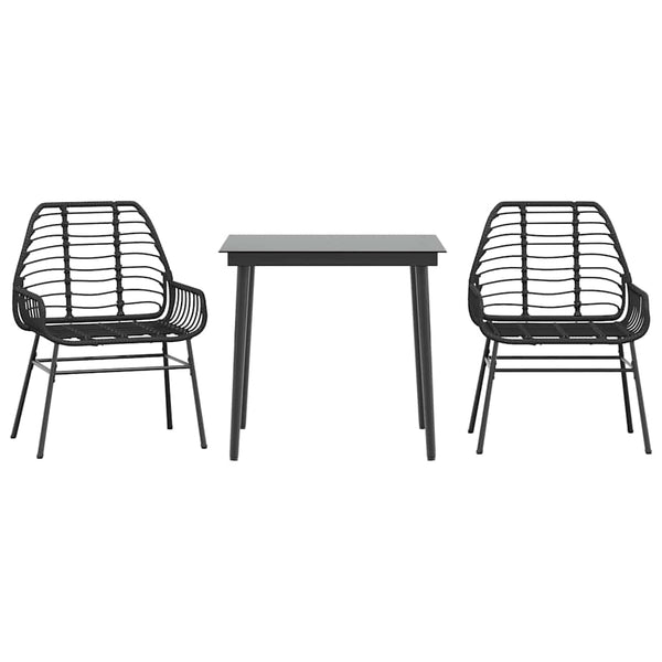 3-teiliges Garten Esszimmerset aus Polyrattan